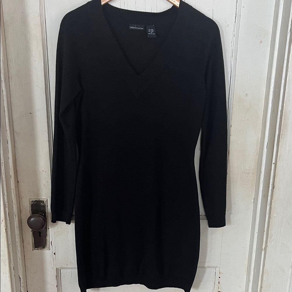 Moda International Black Silk Blend Knit Dress
